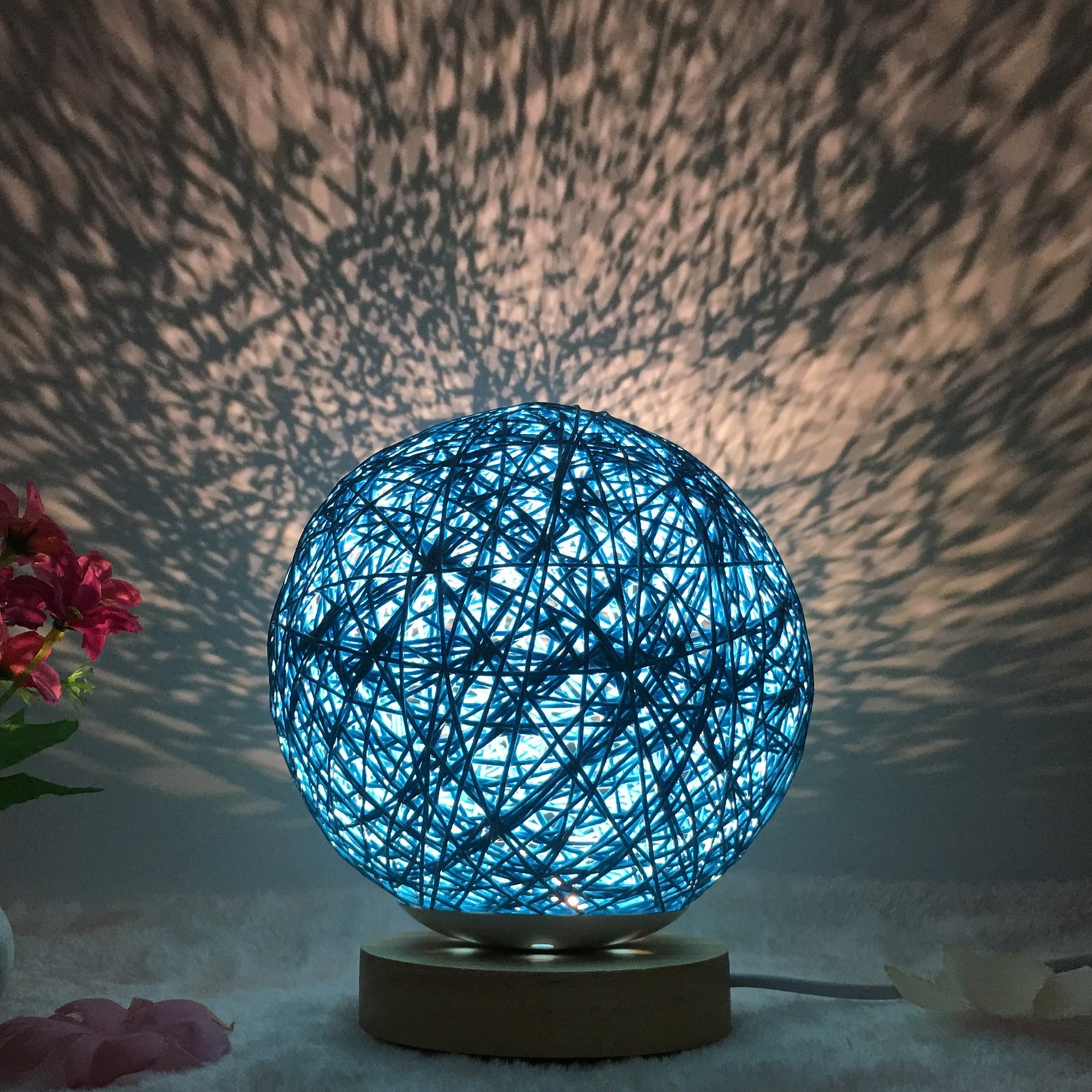 Handmade Rattan LED Lamp – Smart Color-Changing USB Table Light for Cozy Home Decor – Image 2