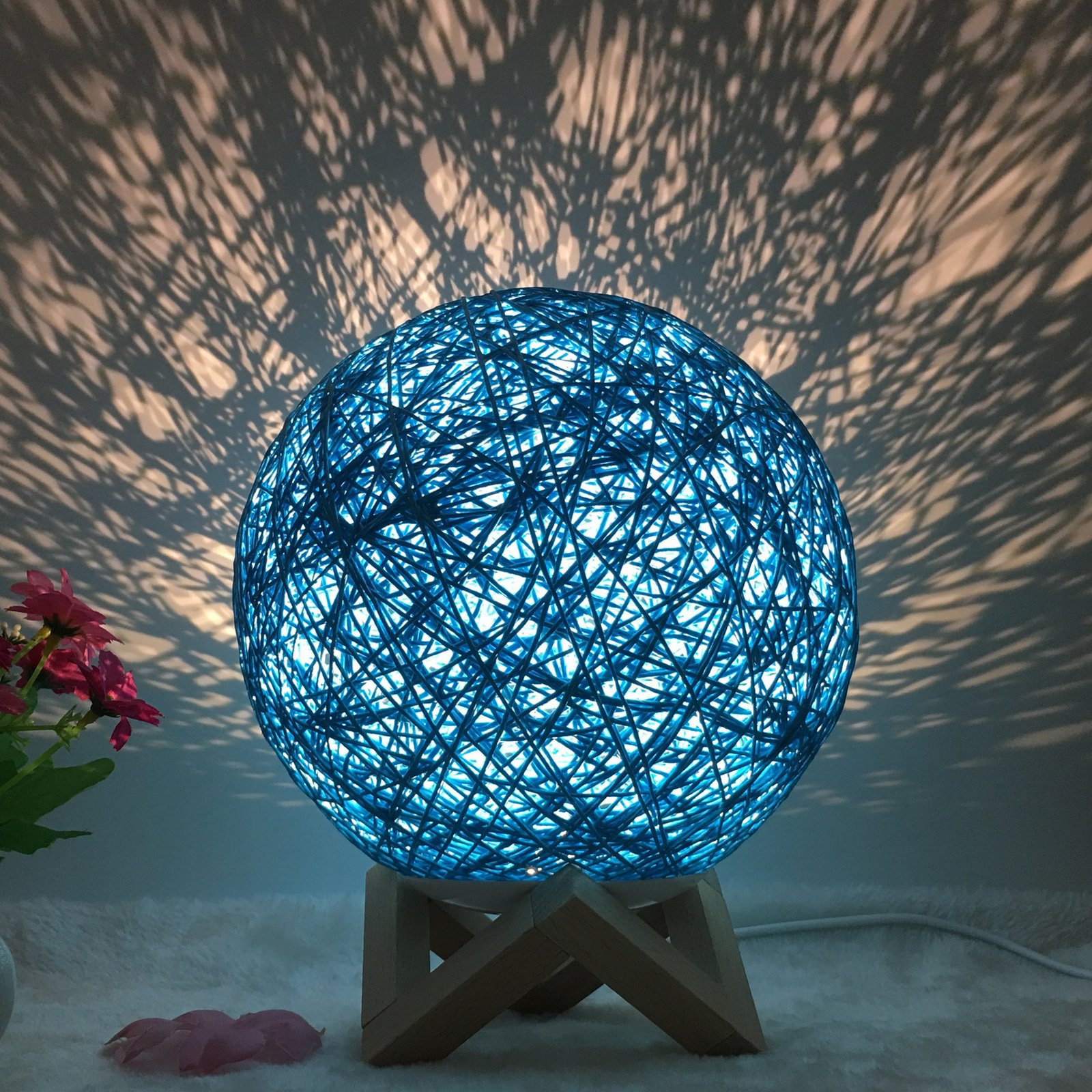 Handmade Rattan LED Lamp – Smart Color-Changing USB Table Light for Cozy Home Decor – Image 9