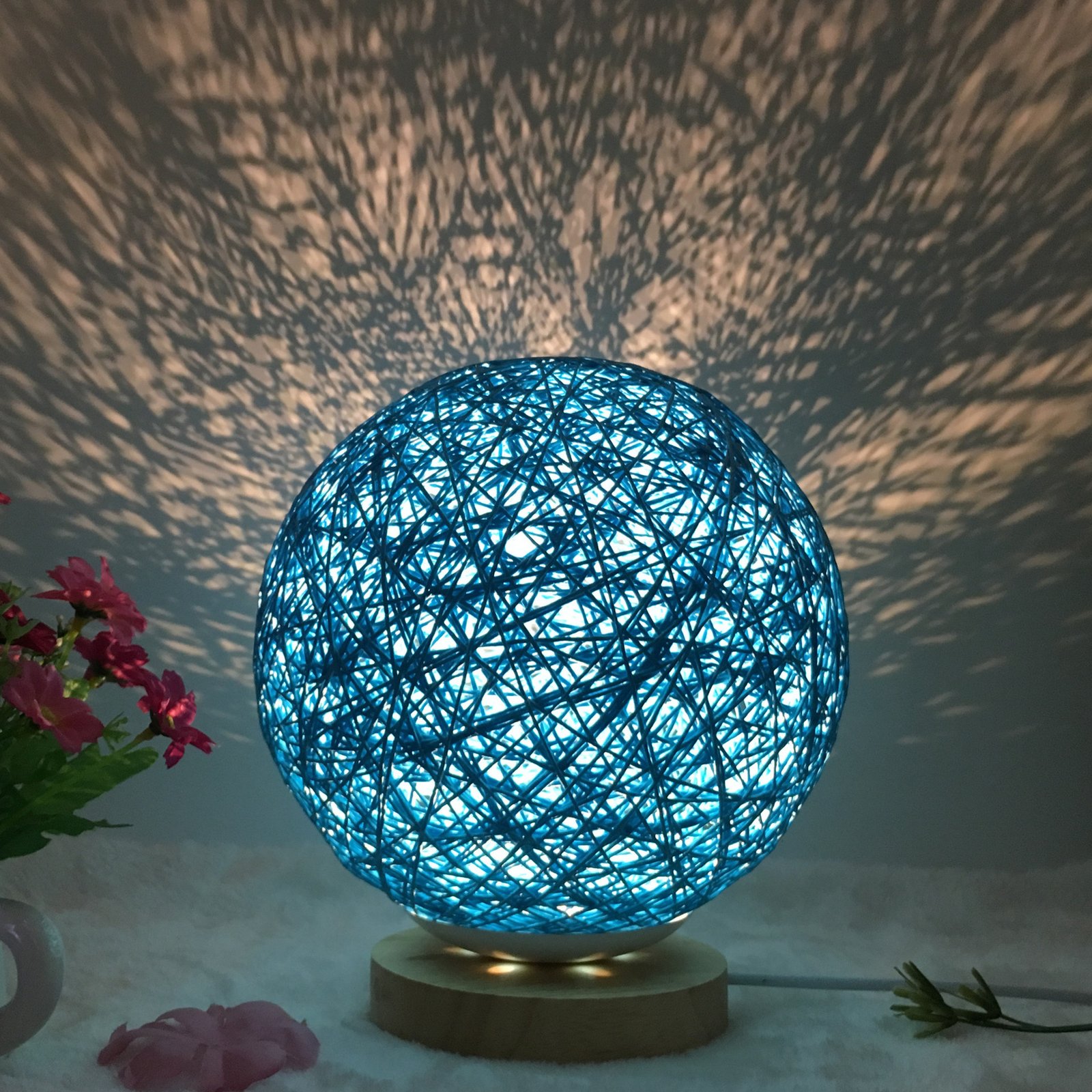 Handmade Rattan LED Lamp – Smart Color-Changing USB Table Light for Cozy Home Decor – Image 5