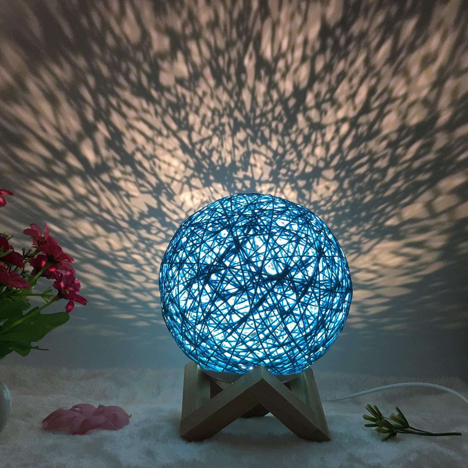 Handmade Rattan LED Lamp – Smart Color-Changing USB Table Light for Cozy Home Decor – Image 7